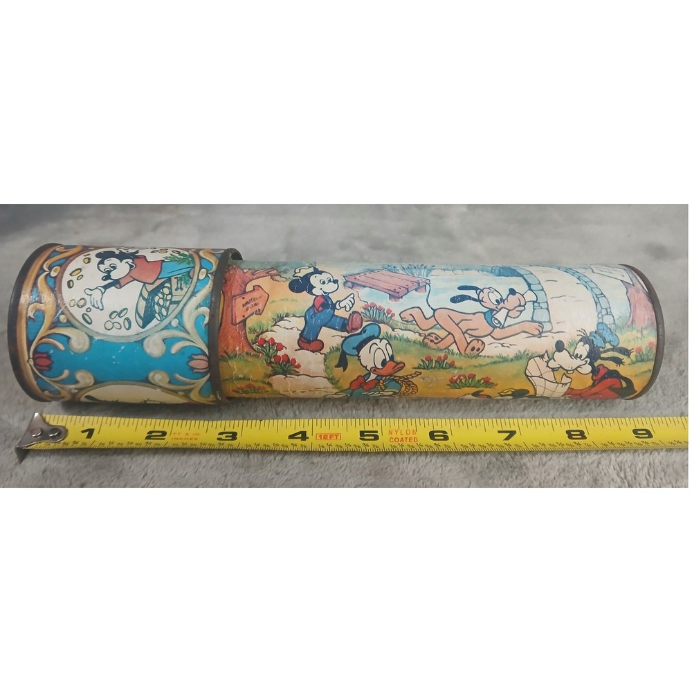 Vintage Walt Disney Productions Mickey Mouse Donald Duck Tin Kaleidoscope Toy - Picture 8 of 13